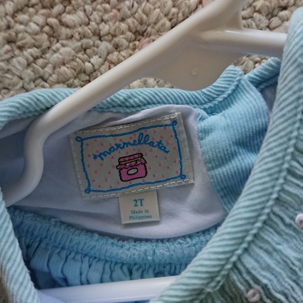 Marmellata light Blue CORDUROY Santa Smocked Bishop Dress size 2T - Picture 5 of 11